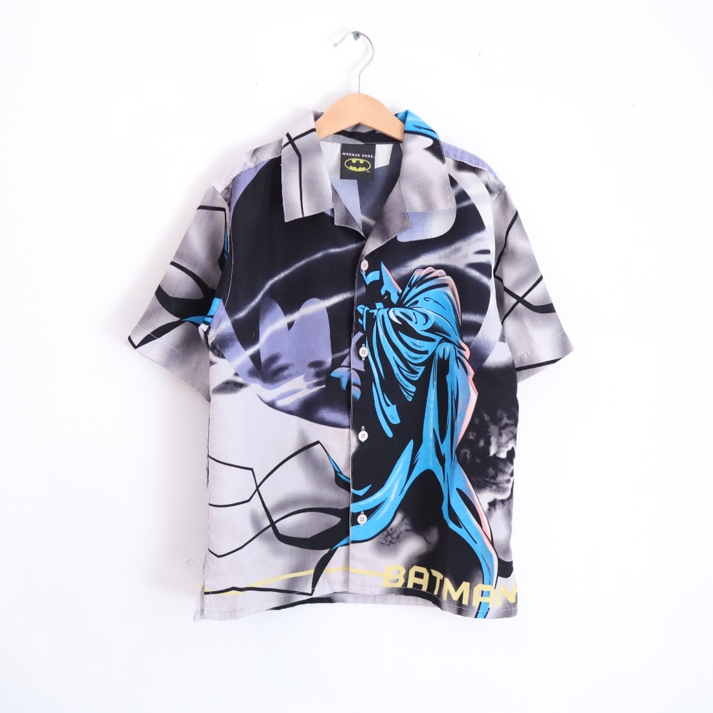 02' BATMAN kids button-up short sleeve oversized shirts / 8-10Y+